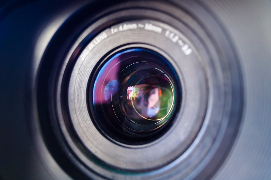 Close up of a professional broadcast camera lens